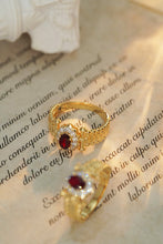 Load image into Gallery viewer, LUOWEND 18K Yellow Gold Real Natural Diamond and Ruby Ring for Women
