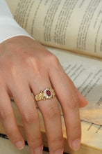 Load image into Gallery viewer, LUOWEND 18K Yellow Gold Real Natural Diamond and Ruby Ring for Women
