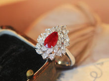 Load image into Gallery viewer, LUOWEND 18K White Gold Natural Ruby Ring for Women
