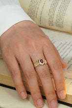 Load image into Gallery viewer, LUOWEND 18K Yellow Gold Real Natural Diamond and Ruby Ring for Women
