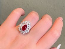 Load image into Gallery viewer, LUOWEND 18K White Gold Natural Ruby Ring for Women
