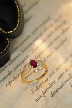 Load image into Gallery viewer, LUOWEND 18K Yellow Gold Real Natural Diamond&amp;Ruby Ring for Women
