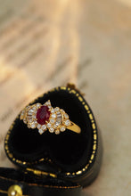 Load image into Gallery viewer, LUOWEND 18K Yellow Gold Real Natural Diamond&amp;Ruby Ring for Women
