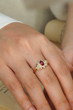 Load image into Gallery viewer, LUOWEND 18K Yellow Gold Real Natural Diamond&amp;Ruby Ring for Women
