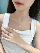 Load image into Gallery viewer, LUOWEND 18K White Gold Natural Diamond and Sapphire Ring for Women
