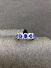 Load image into Gallery viewer, LUOWEND 18K White Gold Natural Diamond and Sapphire Ring for Women
