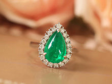 Load image into Gallery viewer, LUOWEND 18K White Gold Natural Emerald Ring for Women
