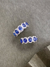 Load image into Gallery viewer, LUOWEND 18K White Gold Natural Diamond and Sapphire Ring for Women
