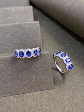 Load image into Gallery viewer, LUOWEND 18K White Gold Natural Diamond and Sapphire Ring for Women
