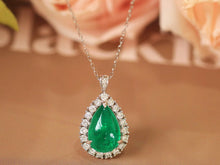 Load image into Gallery viewer, LUOWEND 18K White Gold Natural Emerald Ring for Women
