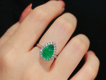 Load image into Gallery viewer, LUOWEND 18K White Gold Natural Emerald Ring for Women
