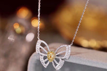 Load image into Gallery viewer, LUOWEND 18K White Gold Real Natural Yellow Diamond Necklace for Women
