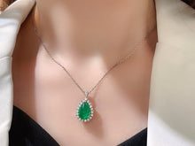 Load image into Gallery viewer, LUOWEND 18K White Gold Natural Emerald Ring for Women
