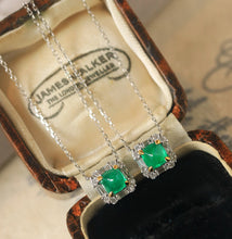 Load image into Gallery viewer, LUOWEND 18K White Gold Natural Emerald Necklace for Women
