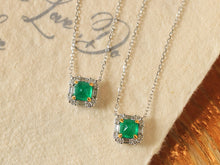Load image into Gallery viewer, LUOWEND 18K White Gold Natural Emerald Necklace for Women
