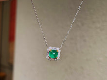 Load image into Gallery viewer, LUOWEND 18K White Gold Natural Emerald Necklace for Women
