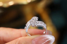 Load image into Gallery viewer, LUOWEND 18K White Gold Real Natural Diamond Ring for Women

