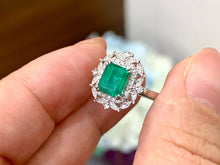 Load image into Gallery viewer, LUOWEND 18K White Gold Natural Emerald Ring for Women

