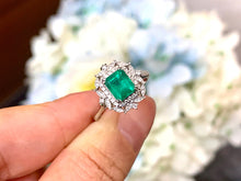 Load image into Gallery viewer, LUOWEND 18K White Gold Natural Emerald Ring for Women
