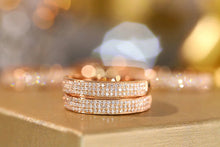 Load image into Gallery viewer, LUOWEND 18K Rose Gold Real Natural Diamond Ring for Women
