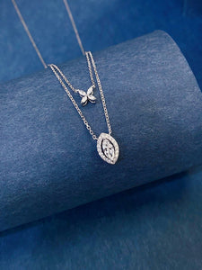 LUOWEND 18K White Gold Natural Diamond Necklace for Women