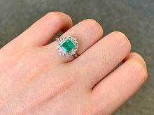 Load image into Gallery viewer, LUOWEND 18K White Gold Natural Emerald Ring for Women
