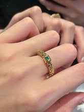 Load image into Gallery viewer, LUOWEND 18K Yellow Gold Natural Emerald Ring for Women
