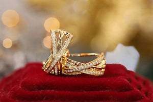 LUOWEND 18K Yellow Gold Real Natural Diamond Hoop Earrings for Women