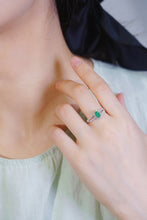 Load image into Gallery viewer, LUOWEND 18K White and Yellow Gold Real Natural Diamond and Emerald Ring for Women
