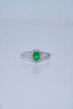 Load image into Gallery viewer, LUOWEND 18K White and Yellow Gold Real Natural Diamond and Emerald Ring for Women
