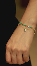 Load image into Gallery viewer, LUOWEND 18K Yellow Gold Fine Jewelry Real Natural Emerald Bracelet for Women
