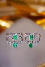 Load image into Gallery viewer, LUOWEND 18K White and Yellow Gold Real Natural Diamond and Emerald Ring for Women
