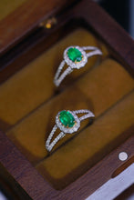 Load image into Gallery viewer, LUOWEND 18K White and Yellow Gold Real Natural Diamond and Emerald Ring for Women
