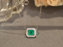Load image into Gallery viewer, LUOWEND 18K White Gold Natural Emerald Necklace for Women
