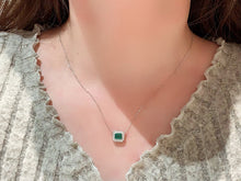 Load image into Gallery viewer, LUOWEND 18K White Gold Natural Emerald Necklace for Women
