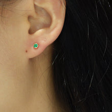 Load image into Gallery viewer, LUOWEND 18K Yellow Gold Fine Jewelry Natural Emerald Earrings for Women
