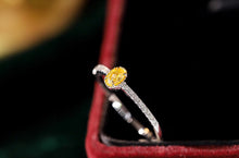 Load image into Gallery viewer, LUOWEND 18K White Gold Real Natural Yellow Diamond Ring for Women
