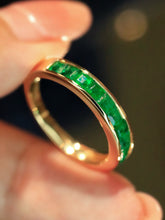 Load image into Gallery viewer, LUOWEND 18K Yellow Gold Natural Emerald Ring for Women
