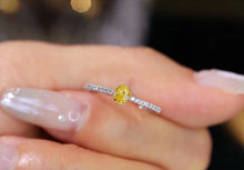 Load image into Gallery viewer, LUOWEND 18K White Gold Real Natural Yellow Diamond Ring for Women
