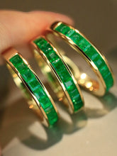 Load image into Gallery viewer, LUOWEND 18K Yellow Gold Natural Emerald Ring for Women
