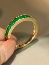 Load image into Gallery viewer, LUOWEND 18K Yellow Gold Natural Emerald Ring for Women
