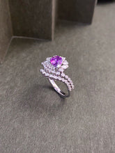 Load image into Gallery viewer, LUOWEND 18K White Gold Natural Diamond and Sapphire Ring for Women
