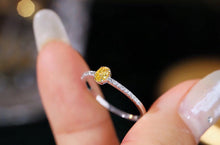 Load image into Gallery viewer, LUOWEND 18K White Gold Real Natural Yellow Diamond Ring for Women
