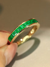 Load image into Gallery viewer, LUOWEND 18K Yellow Gold Natural Emerald Ring for Women
