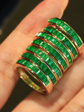 Load image into Gallery viewer, LUOWEND 18K Yellow Gold Natural Emerald Ring for Women

