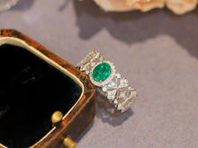 Load image into Gallery viewer, LUOWEND 18K White Gold Natural Emerald Ring for Women
