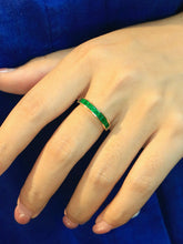 Load image into Gallery viewer, LUOWEND 18K Yellow Gold Natural Emerald Ring for Women
