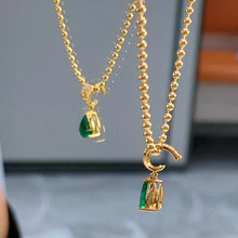 Load image into Gallery viewer, LUOWEND 18K Yellow Gold Natural Emerald Pendant for Women

