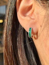 Load image into Gallery viewer, LUOWEND 18K White/Yellow Gold Fine Jewelry Natural Emerald Earrings for Women
