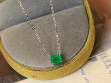 Load image into Gallery viewer, LUOWEND 18K White Gold Natural Emerald Necklace for Women
